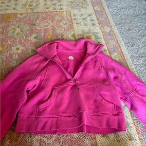 lululemon sonic pink scuba oversized funnel neck half zip size xs/s